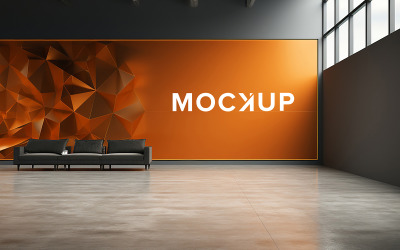 Mockup logo 3d sul modello interno a parete