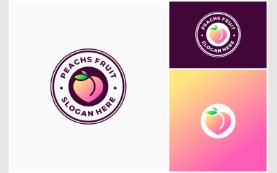 Peach Fruit Circle Badge Emblem Logotyp
