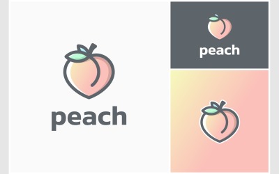 Peach Fruit Juicy Modern Logo