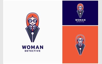 Woman Detective Journalist Logo