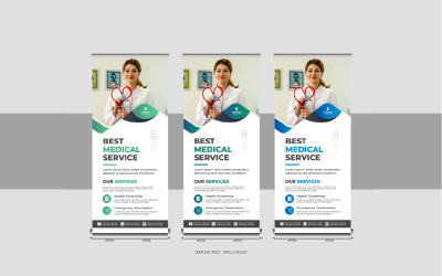 Medical Clinic Roll Up Banner or healthcare roll up banner design template layout
