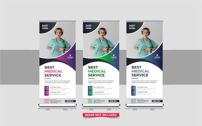 Medical Clinic Roll Up Banner or healthcare roll up banner design template