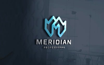 Meridian bokstaven M Professionell logotyp