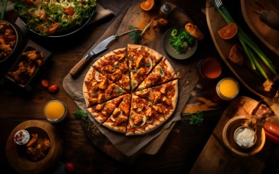 Flatlay Realistic BBQ Chicken Pizza 11