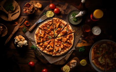 Flatlay Realistic BBQ Chicken Pizza  13