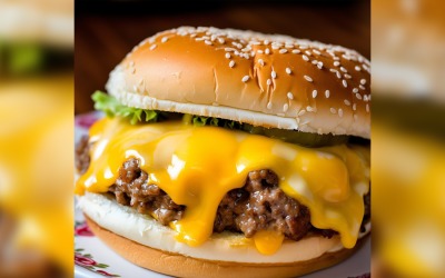 Hot hamburger with beef patty 84