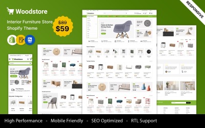 WoodStore – Bútor- és Mega Store érzékeny Shopify téma