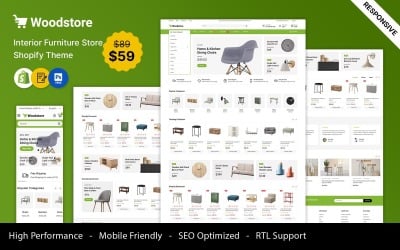 WoodStore – motiv Shopify reagující na nábytek a mega obchod