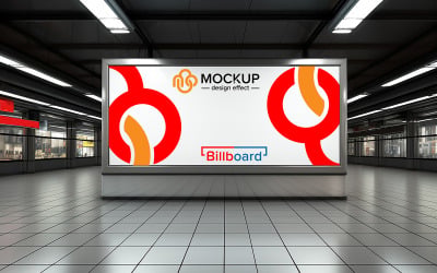 Billboard mockup in subway or metro station psd
