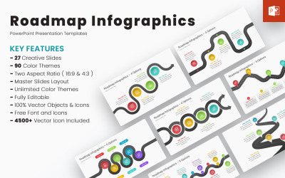 Cestovní mapa Infografiky PowerPoint šablony