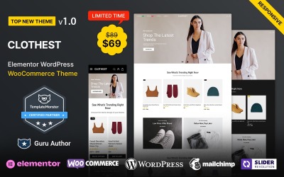 Clothest - Tema WooCommerce Elementor para tienda de moda y accesorios