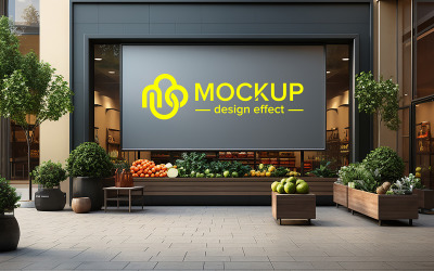 Mockup di cartello con logo realistico per la facciata