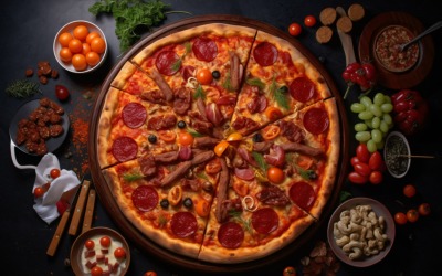 Flatlay realistische pepperoni pizza 23