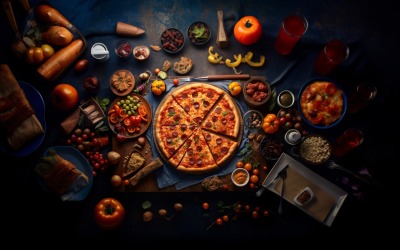 Flatlay Realistic pepperoni pizza 50