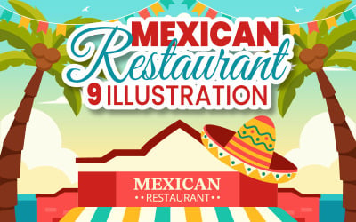 9 Ilustracja restauracji z meksykańskim jedzeniem
