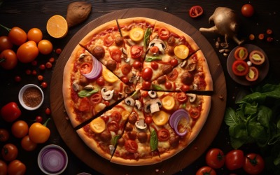 Pizza végétarienne réaliste Flatlay 24