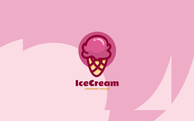 Strawberry Ice Cream Simple Mascot Logo