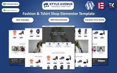 Style Avenue - Plantilla Elementor de WordPress para tienda de moda y camisetas