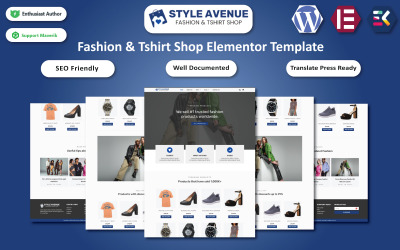 Style Avenue - WordPress Elementor-mall för mode- och t-shirtbutik