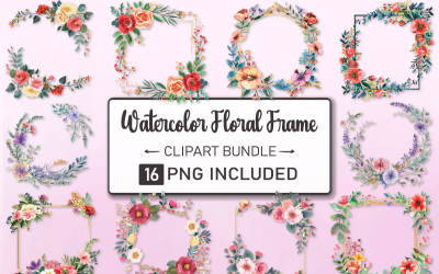 Watercolor Floral Frame Bundle