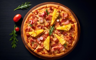 Flatlay Realistische Hawaii-Pizza 63