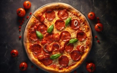 Flatlay Realistic Pepperoni Pizza 76
