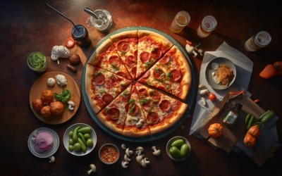 Flatlay Realistic Pepperoni Pizza 86