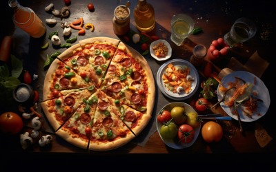 Flatlay Realistic Pepperoni Pizza 97