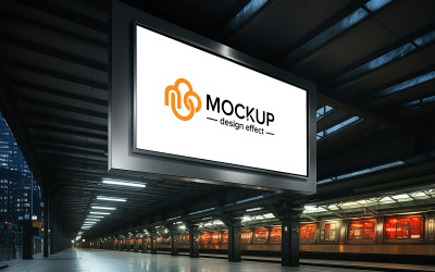Metro subway billboard mockup psd