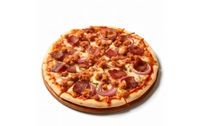 Meat Pizza On white background 56