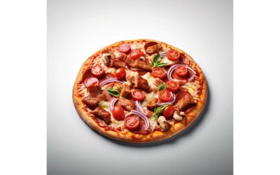 Pizza de carne em fundo branco 57