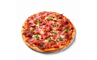 Pizza de pepperoni sobre fondo blanco 50