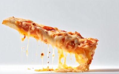 Une tranche de pizza avec du fromage qui en dégouline 14