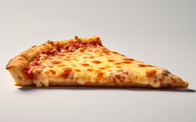 En skiva pizza med ost på vit bakgrund 8