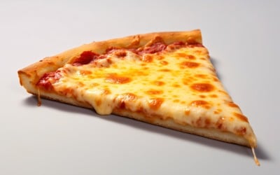 En skiva pizza med ost på vit bakgrund 10