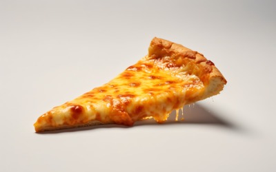 En skiva pizza med ost på vit bakgrund 12