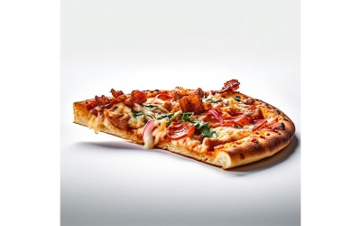 Half Meat Pizza On white background 72