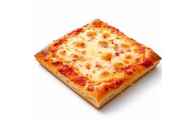 Quadratische Käsepizza auf weißem Hintergrund 77