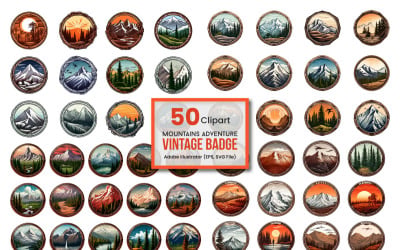 Clipart de insignia de aventura de montaña vintage