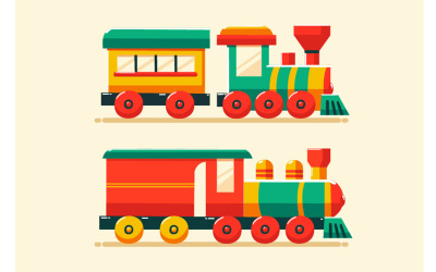 Colored Selection of Trains Illustration