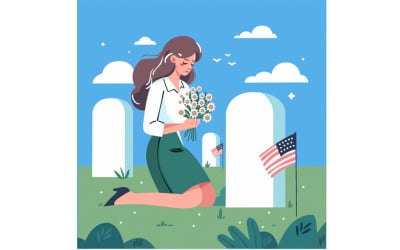 Conmemoración del Día de los Caídos en Estados Unidos dibujada a mano