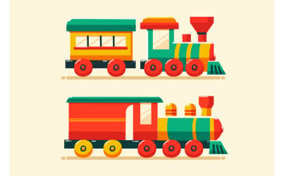 Ilustração de seleção colorida de trens