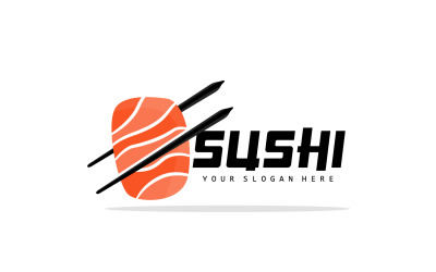 Logotipo de sushi design simples sushi japonêsV7