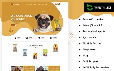 Petsfluent — адаптивная тема Shopify для электронной коммерции