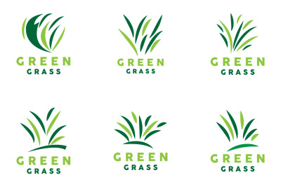 Зелена трава логотип природного рослинного листя V1