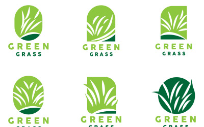 Groen Gras Logo Natuurlijke Plant LeafV9