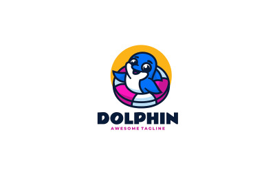 Logo de dibujos animados de mascota delfín 4