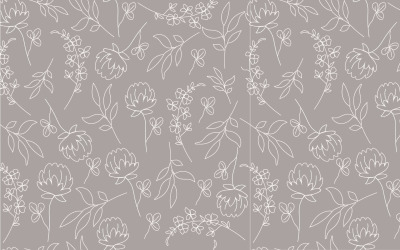 Gray Flower Line Art Seamless Pattern