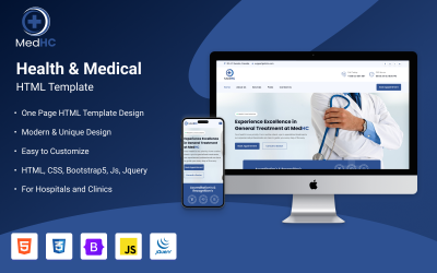 MedHc – Zdravotní a zdravotnická Jednostránková citlivá webová šablona Bootstrap