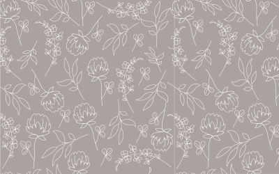 Modèle Sans Couture De Dessin Au Trait Fleur Grise
